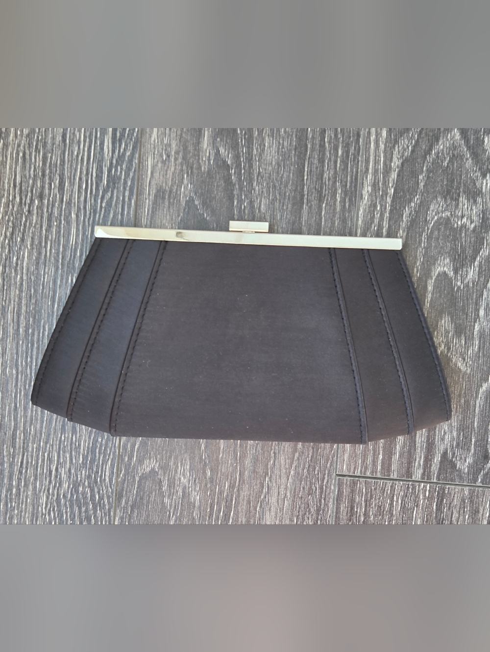 Black Structured Clutch with Silver Frame